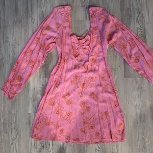 Pink floral  billabong long sleeve med dress